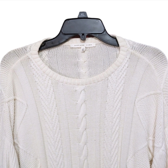 Endless Rose White Cable Knit Tiered Bell-Sleeve Sweater Women's Size Small S - Picture 8 of 12